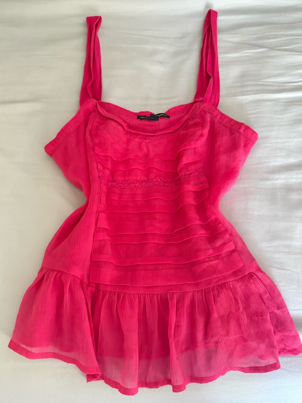 American eagle Hot Pink button adjustable strap Tank Top